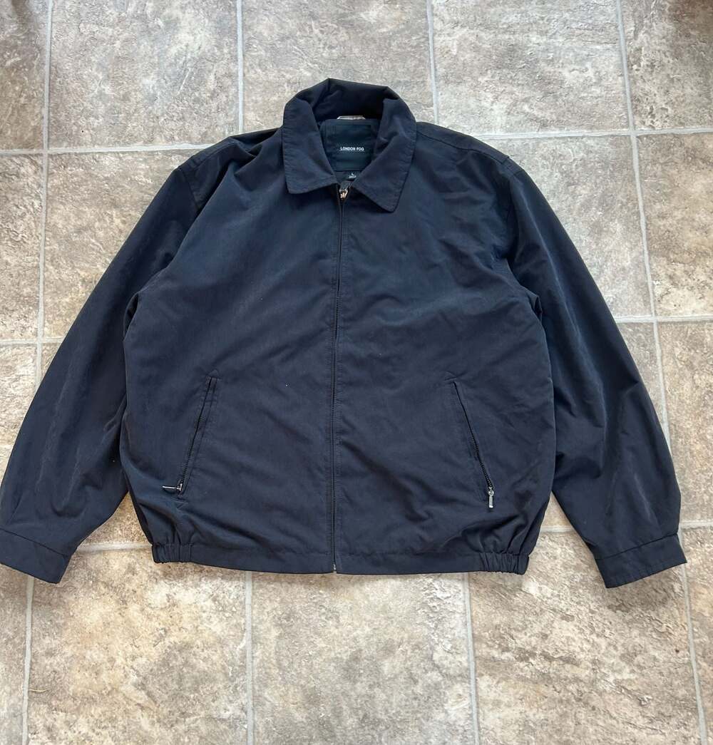 London Fog Men's Large Auburn Zip-Front Golf Jacket Navy Blue